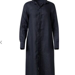 CP shades Navy linen  Long-Sleeve shirt Dress